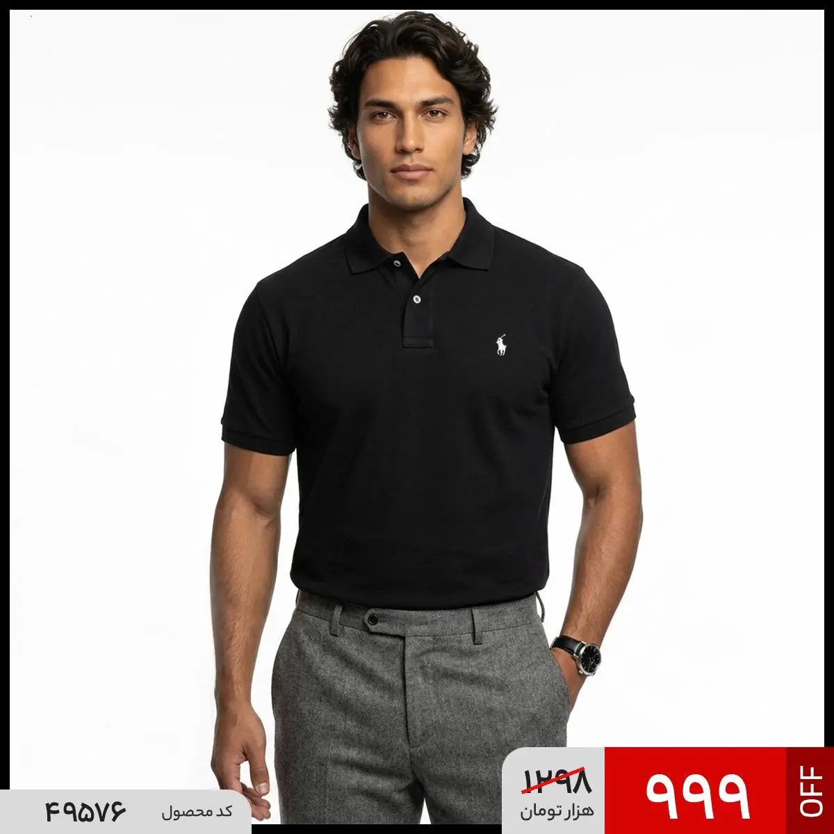 پولوشرت مردانه نرمال ساده جودون پنبه مشکی Polo مدل 49576